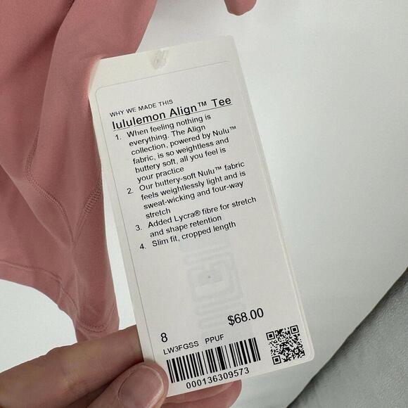 Lululemon Shirt Women’s 8 pink align tee crop workout running preppy summer - Picture 3 of 6